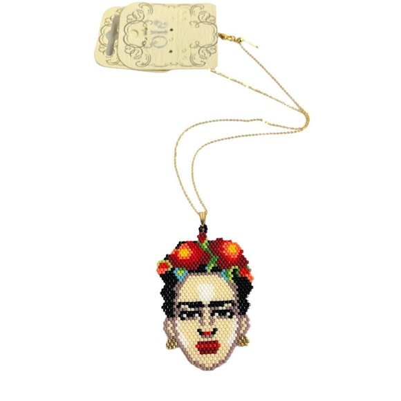 Frida Kahlo Jewelry - NEW Frida Kahlo Seed Bead Necklace Miyuki Handmade Artisanal Mexican Artist 18"
